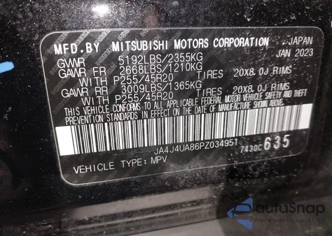 2023 Mitsubishi Outlander Ralliart S-Awc/Se 2.5 S-Awc/Se Black Edition S-Awc/Se Special Editiont S-Awc z USA, uszkodzony, nr VIN JA4J4UA86PZ034951